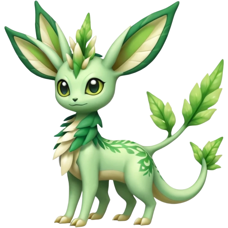 Sparkly White And Green Natural Flowery Colorful Leafeon-Flygon-Celebi-Fakémon-hybrid-creature (full body)  emoji