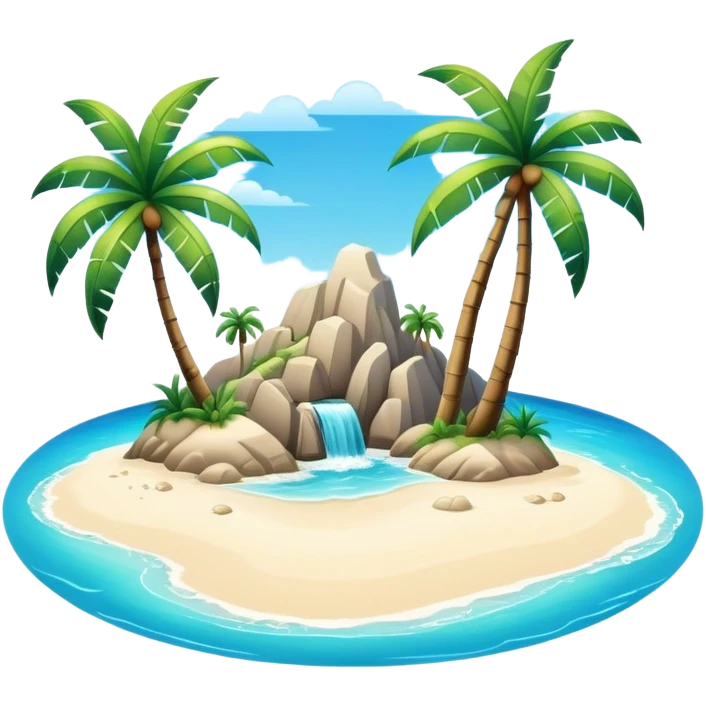 tropical island with palm trees and ocean emoji