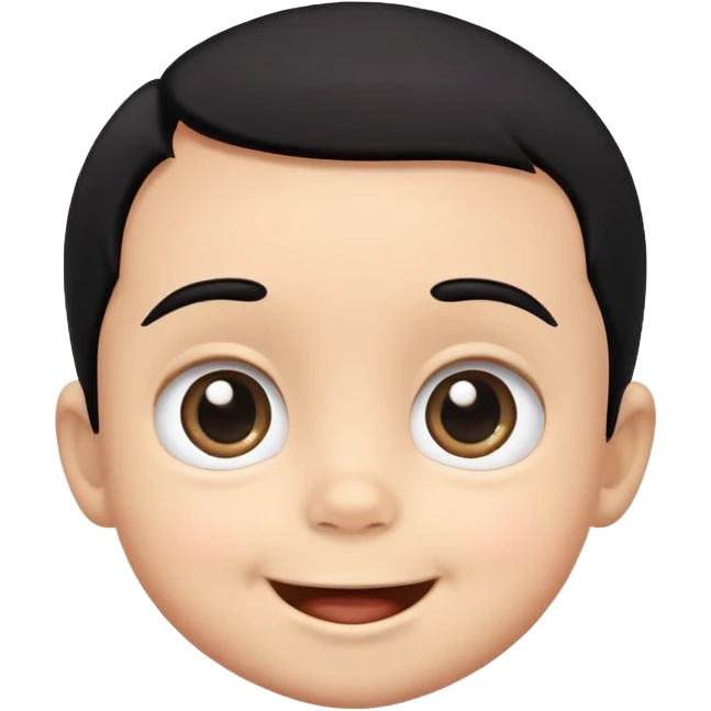Smiling baby boy face with big eyes, medium skin tone, and black hair emoji