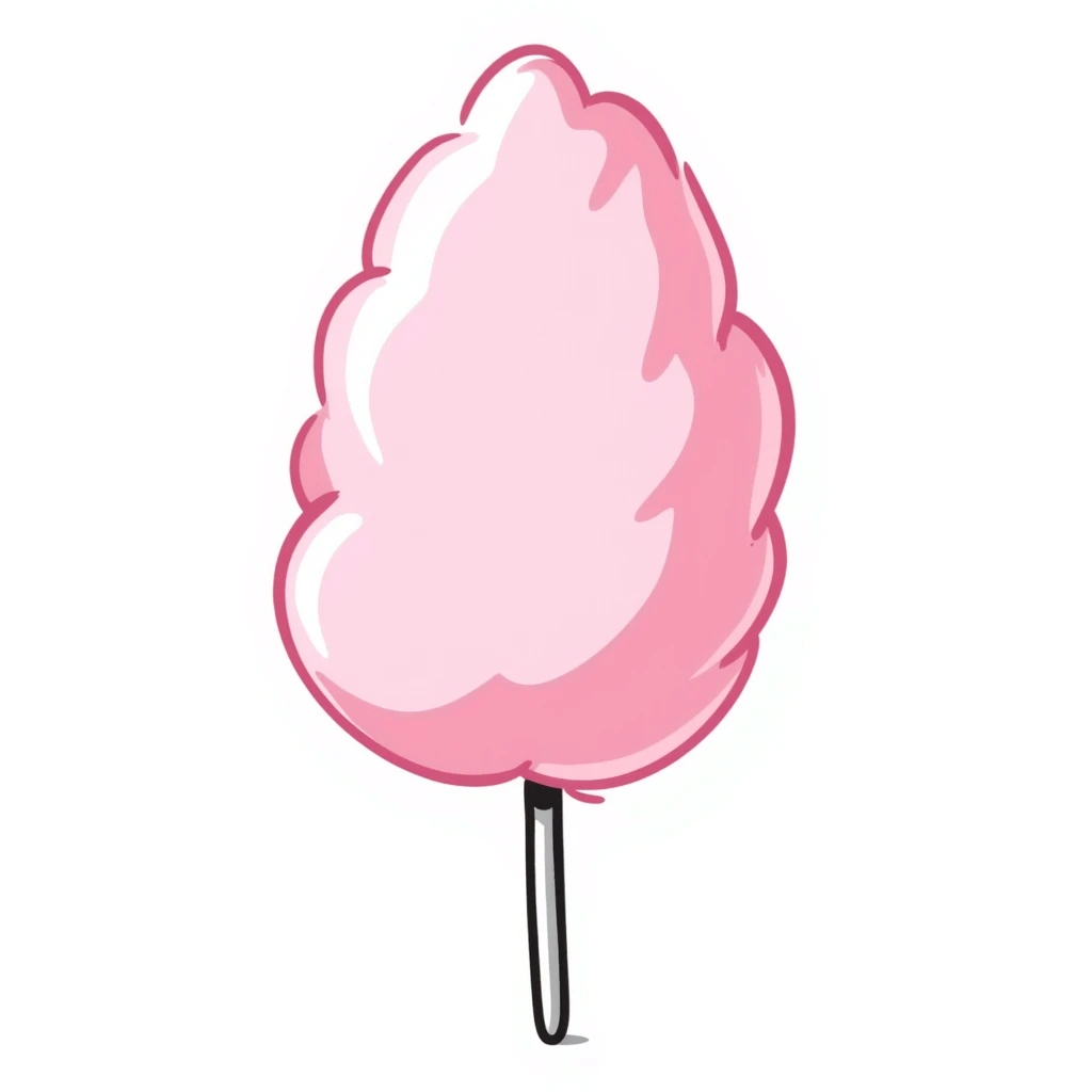 pastel pink cotton candy on a paper stick, swirling cloud-like texture emoji