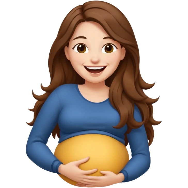 Long brown hair woman laughing so hard that she’s holding her belly emoji