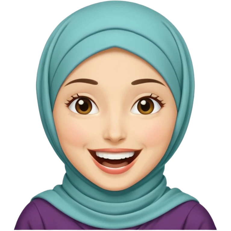hijabi woman with medium fair skin, laughing emoji