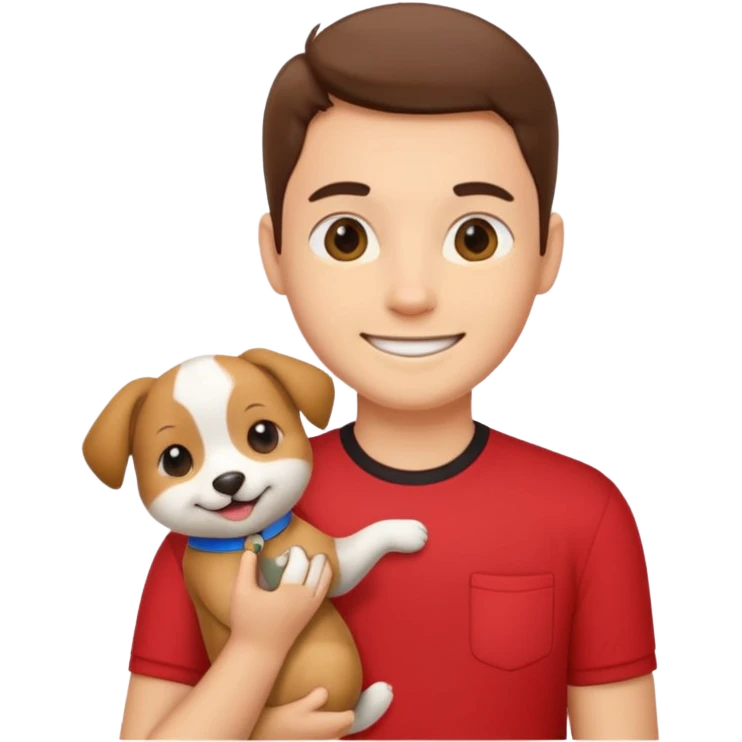 pet lover, red shirt. emoji