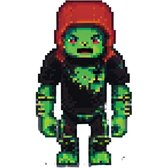 Minecraft OMZ character with a creeper, pixel art style, simple background emoji