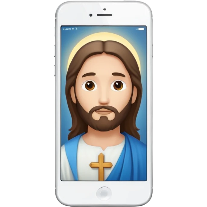 iPhone screen with Jesus in minimalist icon style as the background emoji