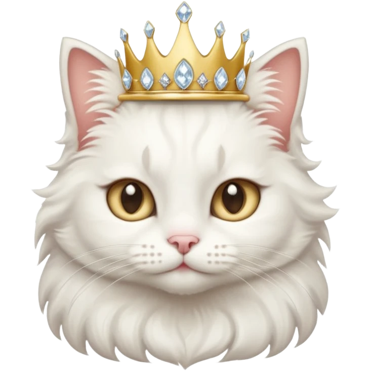 Cat Queen – fluffy white cat with a small diamond tiara.
 emoji
