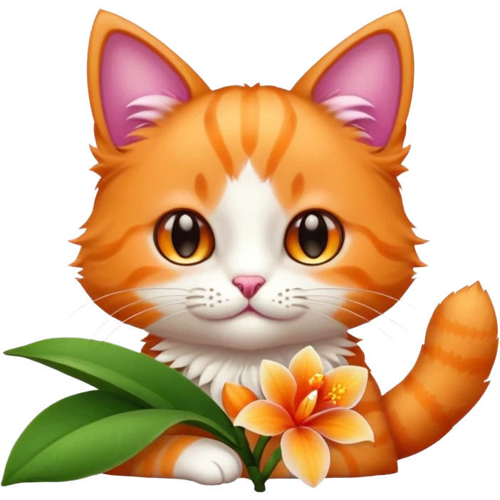 cat holding an orchid emoji