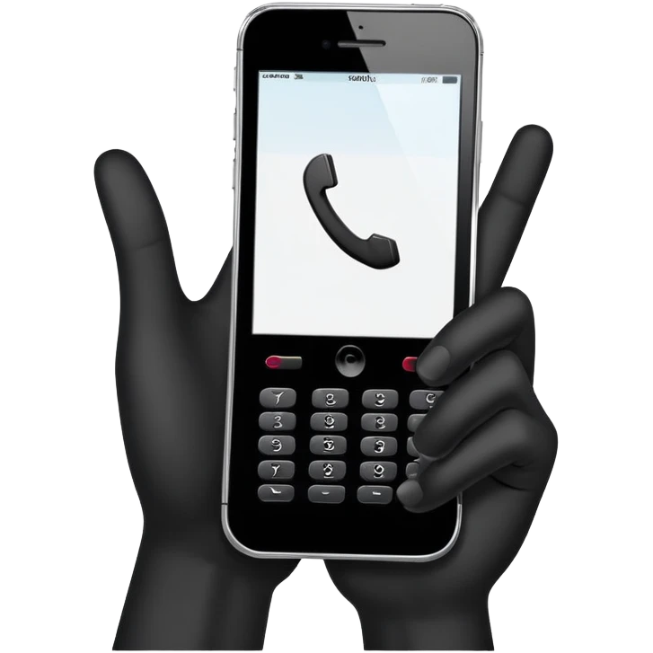 Create me a black 🤚 representing that it hung up the phone call emoji