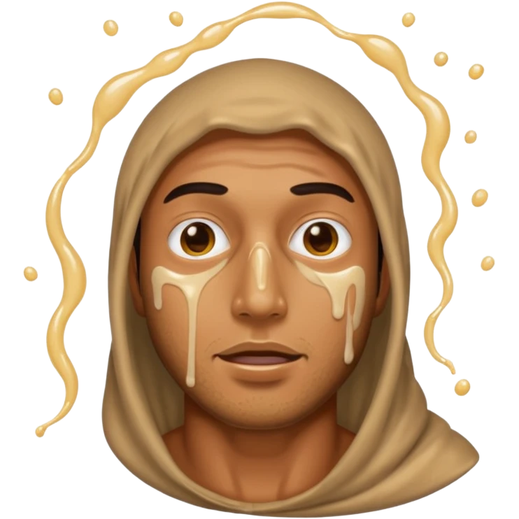 Guy face glazed by loads of cum emoji