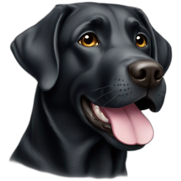 black Labrador with a slightly gray face emoji