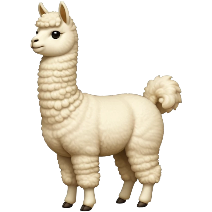 cinematic-[cream alpaca]-realistic-full-body-standing-emoji,-tail-flicking-lazily,-head-tilted-dramatically,-curly-[cream]-fur,-simplified-yet-realistic-focused-features,-highly-detailed,-glowing-with-an-almost-sarcastic-glow emoji