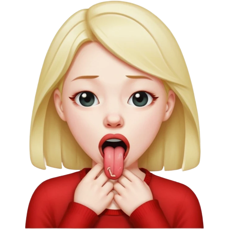 Girl choking herself w tounge out  emoji