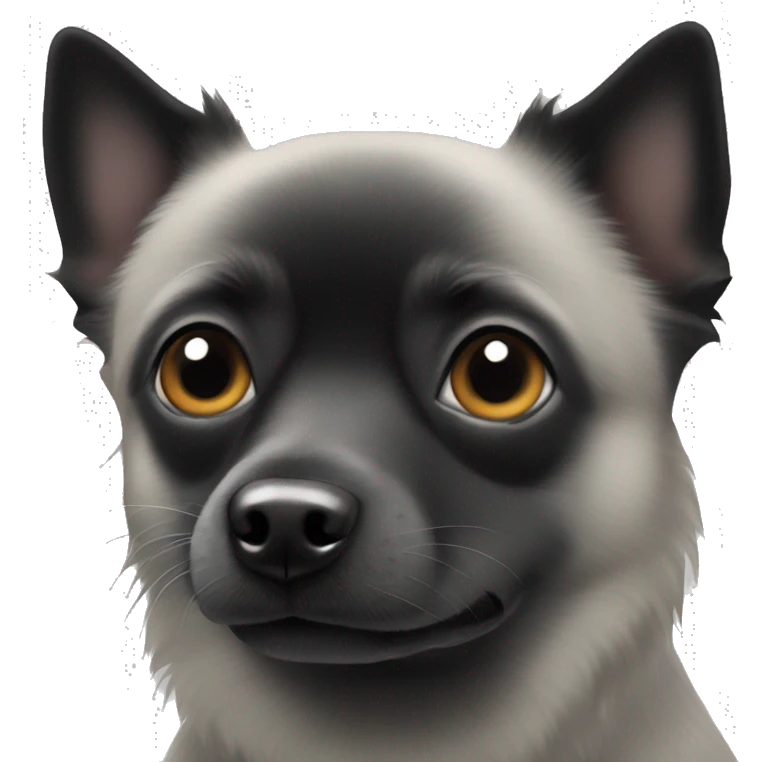 Black half schipperke half chihuahua with black eyes emoji