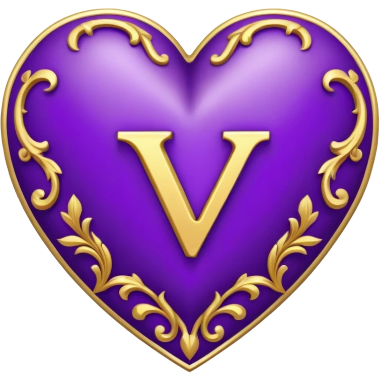 The golden Letter “Y” inside a Purple Heart emoji