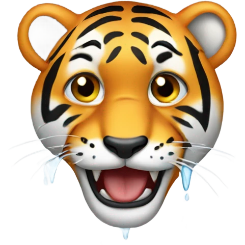 Tiger crying teardrops emoji