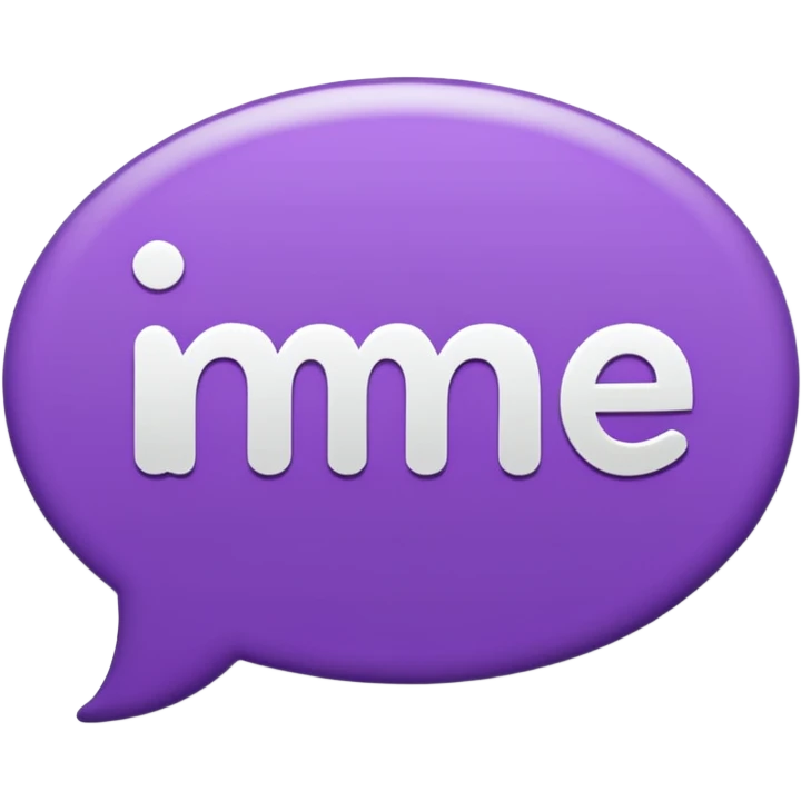 Purple Speech bubble sticker that says "me" in white letters  emoji