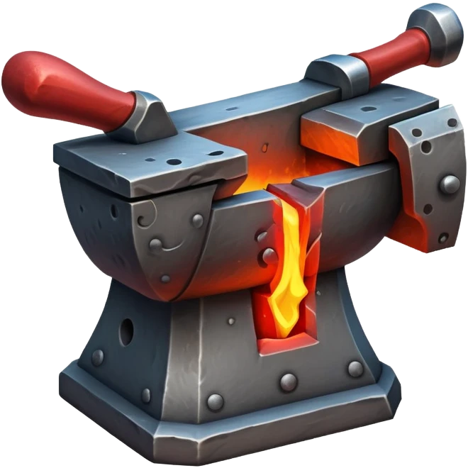 blacksmith anvil glowing red-hot with heat emoji