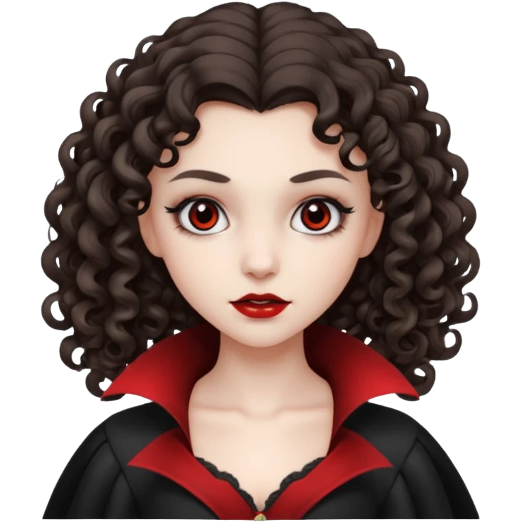 vampire brunette girl with curly, almost straight hair big black gril emoji
