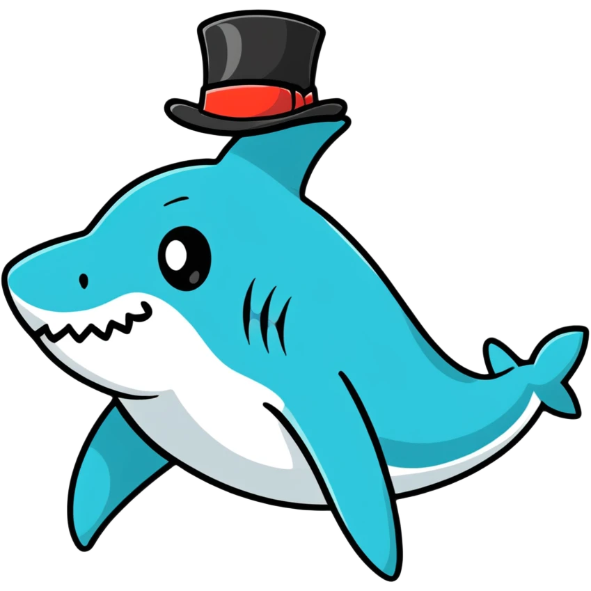 Shark with a top hat emoji