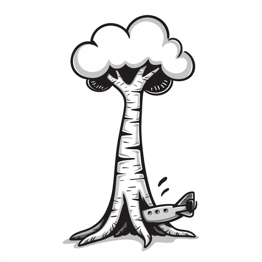 A tree with a jet in its roots emoji