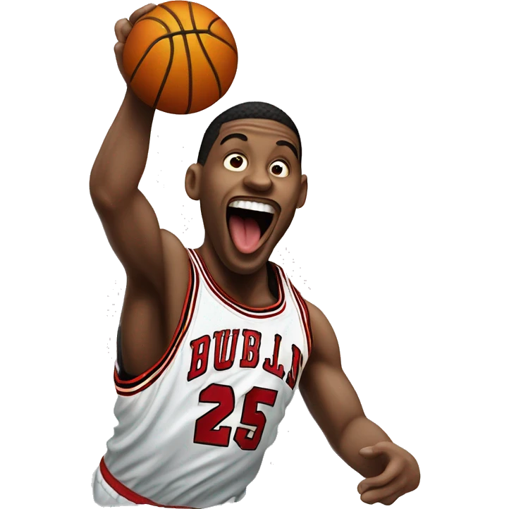 Jordan dunking with tongues hanging out emoji