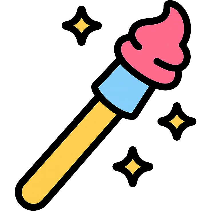 color outline icon of a magic wand with frosting tip emoji