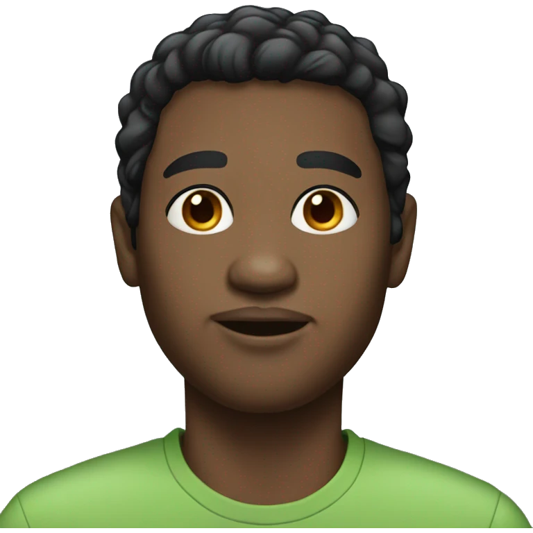 portrait of black hair male, whit skin emoji