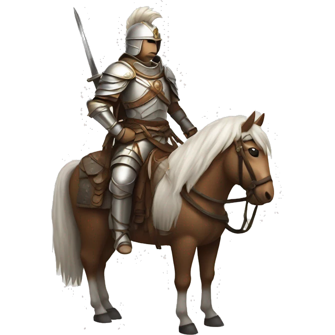 a white avar nomadic soldier on a horse from the side with leather armor on emoji