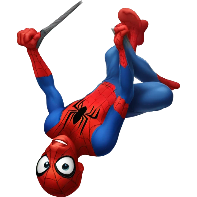 spider man hanging upside down emoji