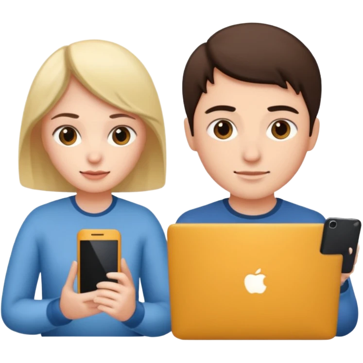 one with lap top one with phone emoji