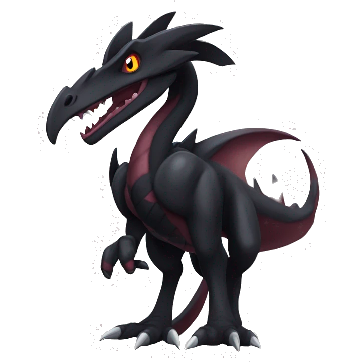 cool edgy modern black and maroon Dark-type nargacuga Salazzle Nargacuga Salandite Raptor-Pokémon full body emoji