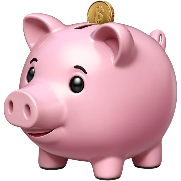 pink piggy bank with coin slot emoji