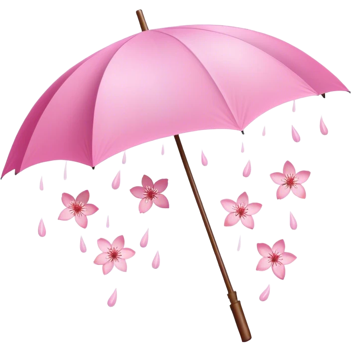 ☂️🌸Two cherry blossoms dropped from a pink umbrella emoji