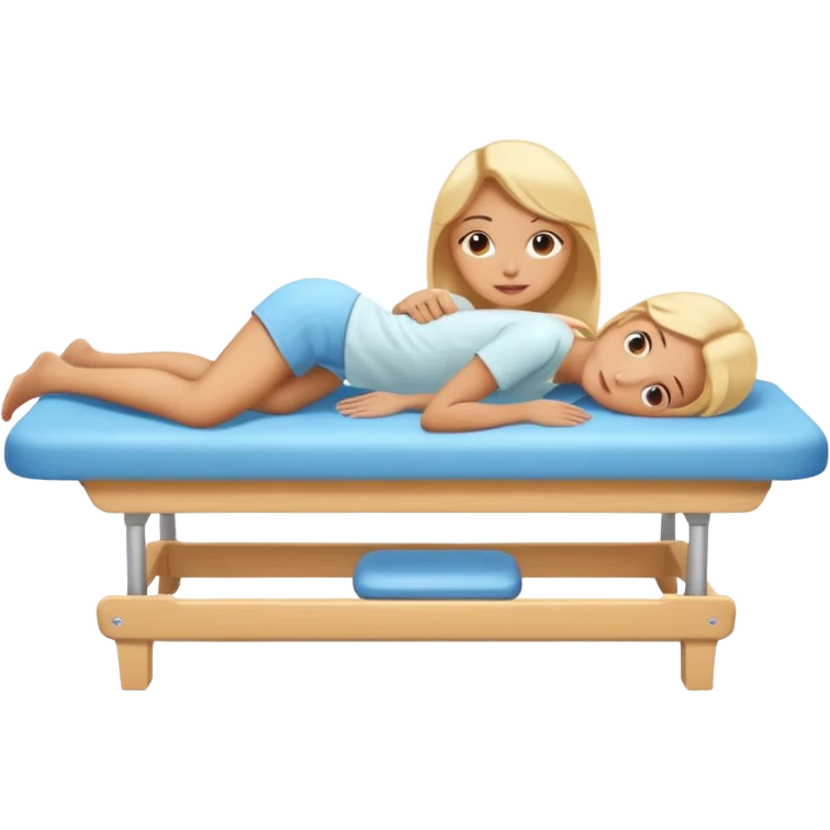 A cute emoji-style illustration of a girl lying on a massage table during a relaxing massage session,  emoji