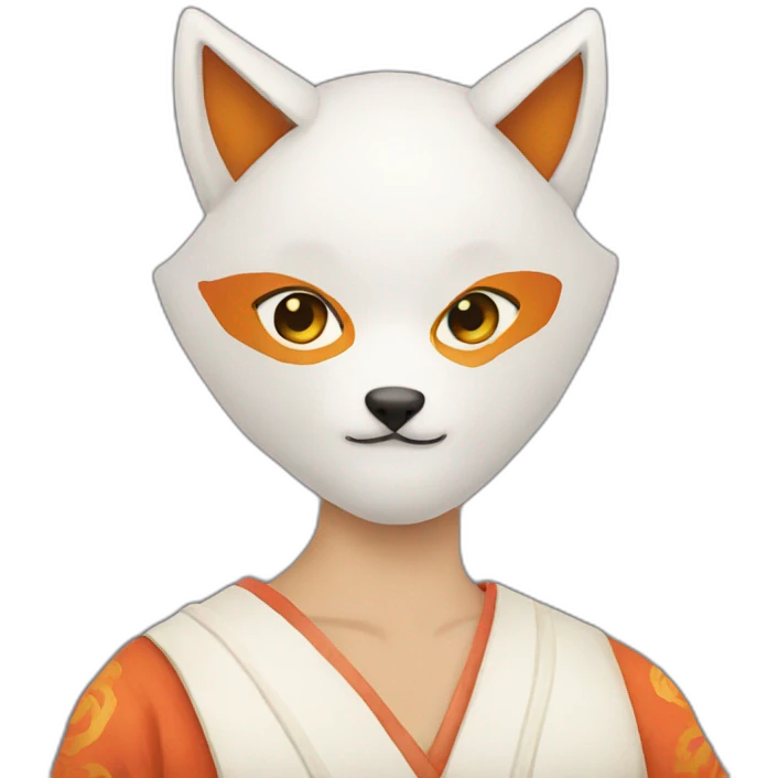 person wearing kitsune mask emoji