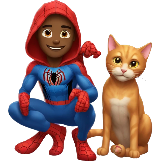Spider man with his cat emoji
