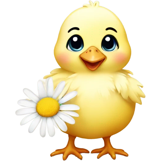 Baby chick holding a daisy emoji