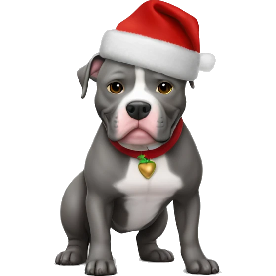 pitbull gris con gorro de navidad  emoji