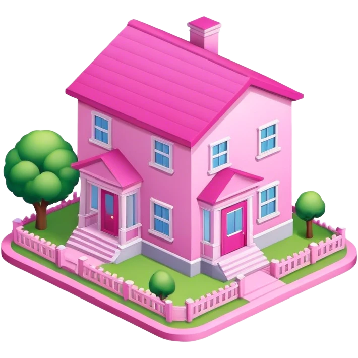 Isometric pink house emoji
