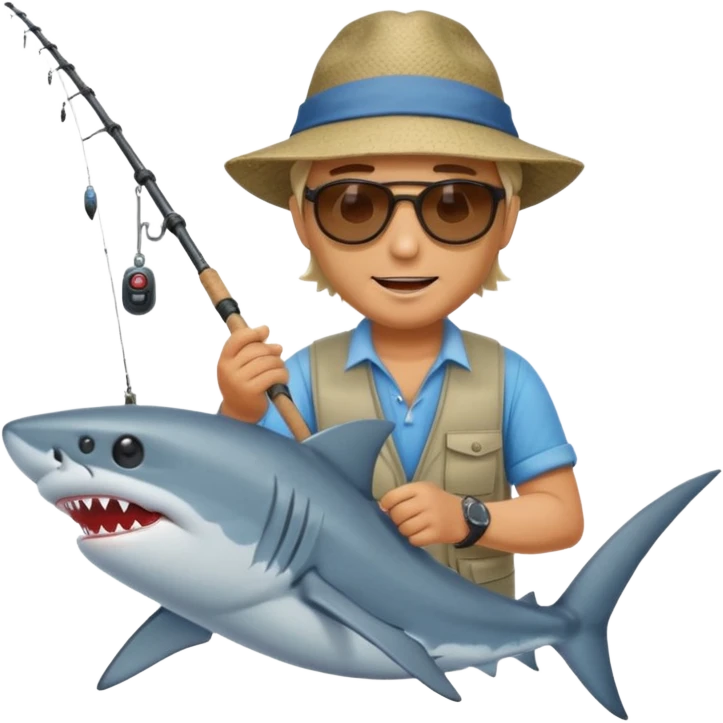 man fishing catching a shark emoji