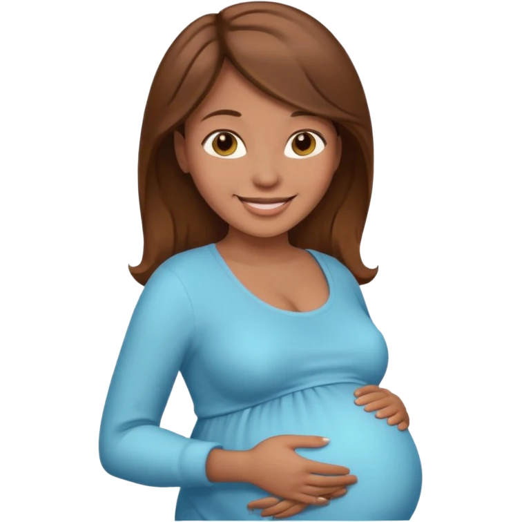 Pregnant Woman with brown hair and light brown skin emoji