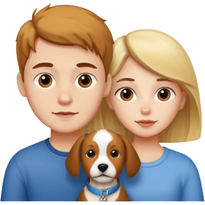 Girl and boy with a dog emoji