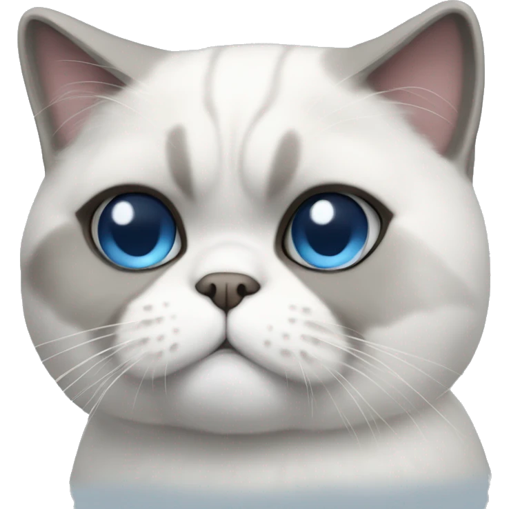 Exotic shorthair cat with blue eyes and white and gray fur emoji