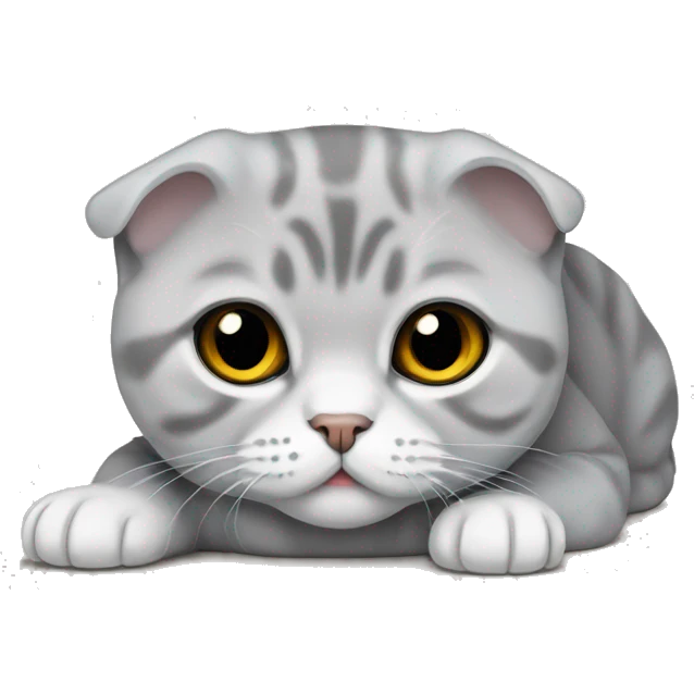 Silver Scottish fold laying emoji