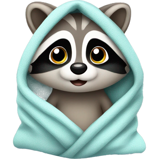 Cute raccoon in blanket emoji