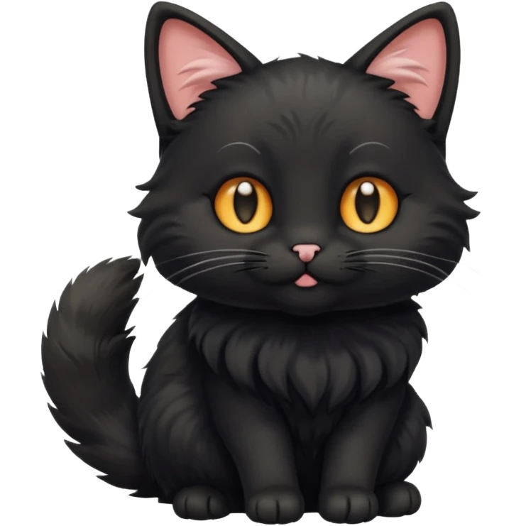 Cat with Fluffy Tails black emoji
