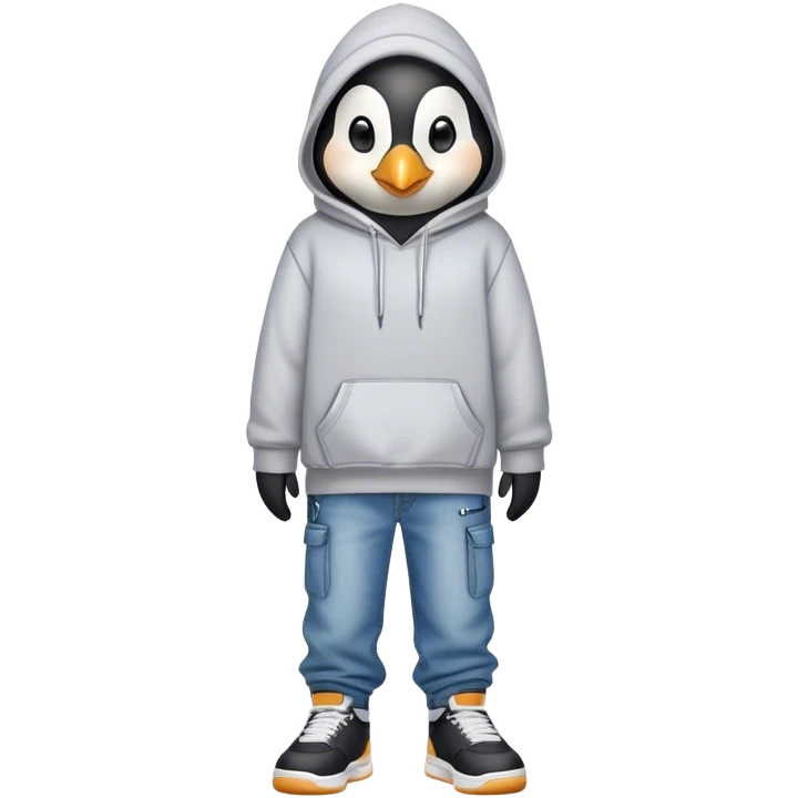 Pinguin mit Jordan 4 und einem hody und baggy Jens  emoji