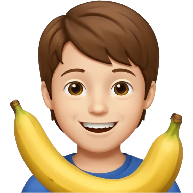 мальчик ест банан и ему нравится emoji