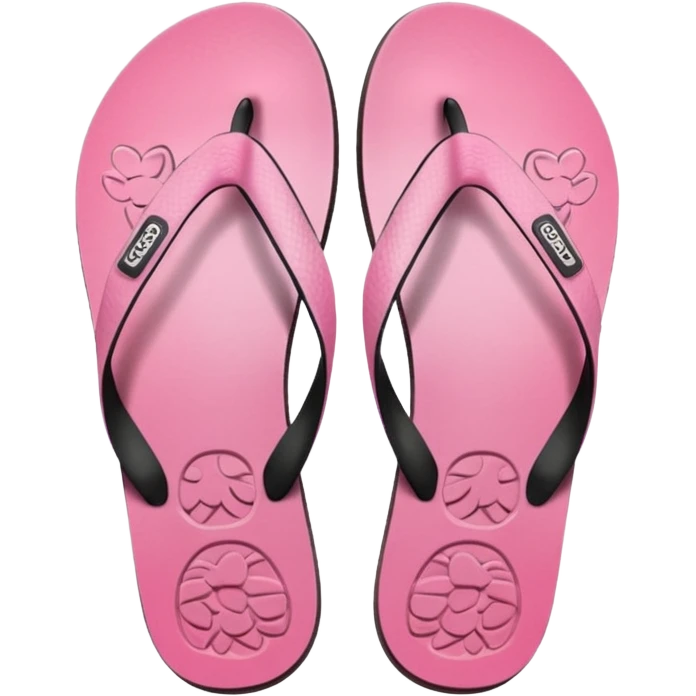 female pink wornout flip flips with toes inprints on soles emoji