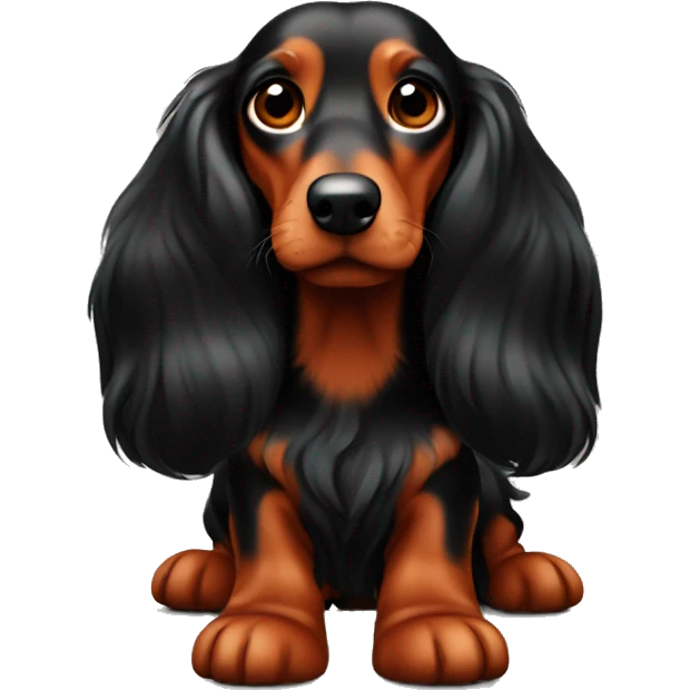 long haired red and black dachshund full body emoji